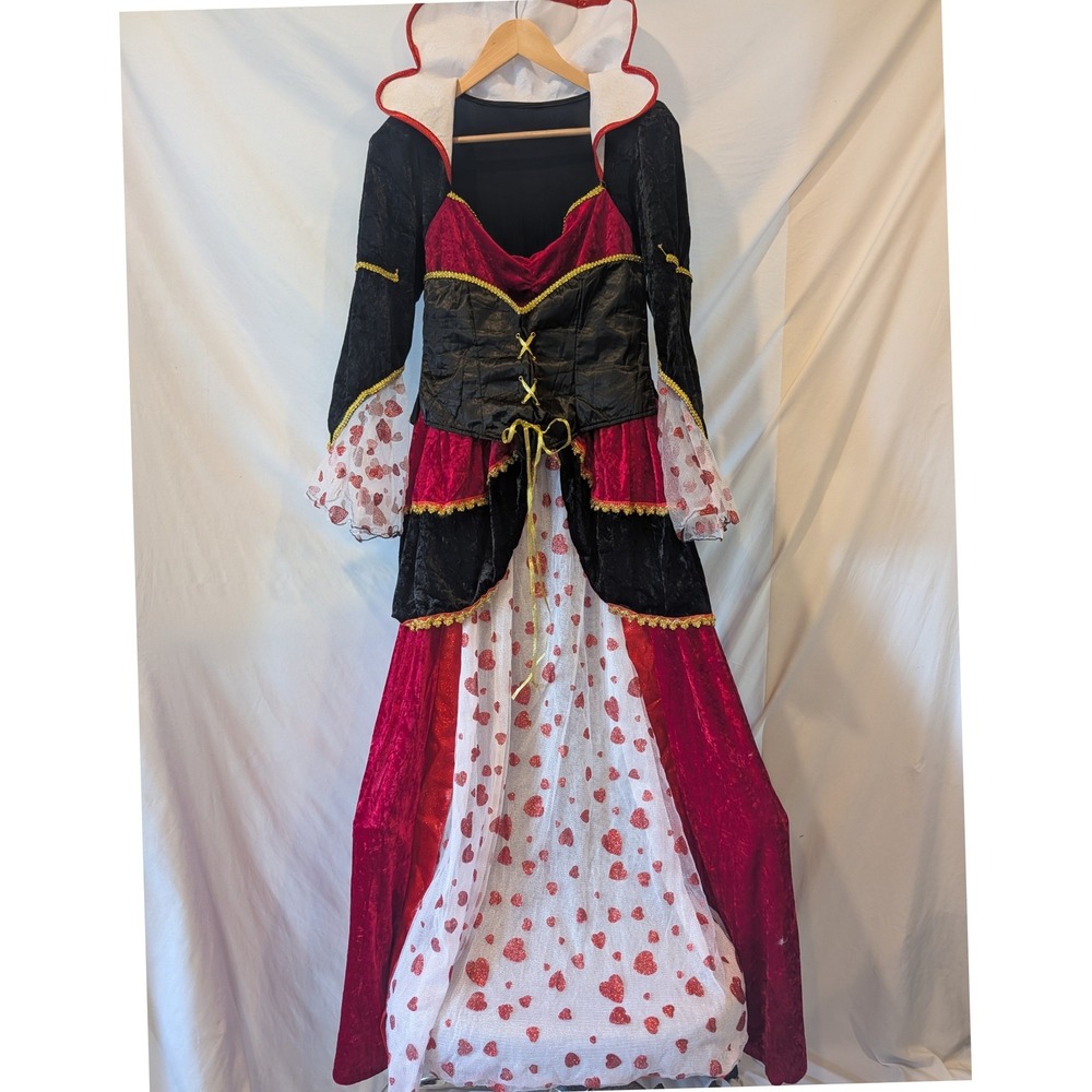 Forum Novelties Queen of Hearts Costume Red Black Gold Hearts Large Dress
